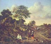 Jan van de Velde Portrait of a couple with two children and a nursemaid in a landscape France oil painting artist